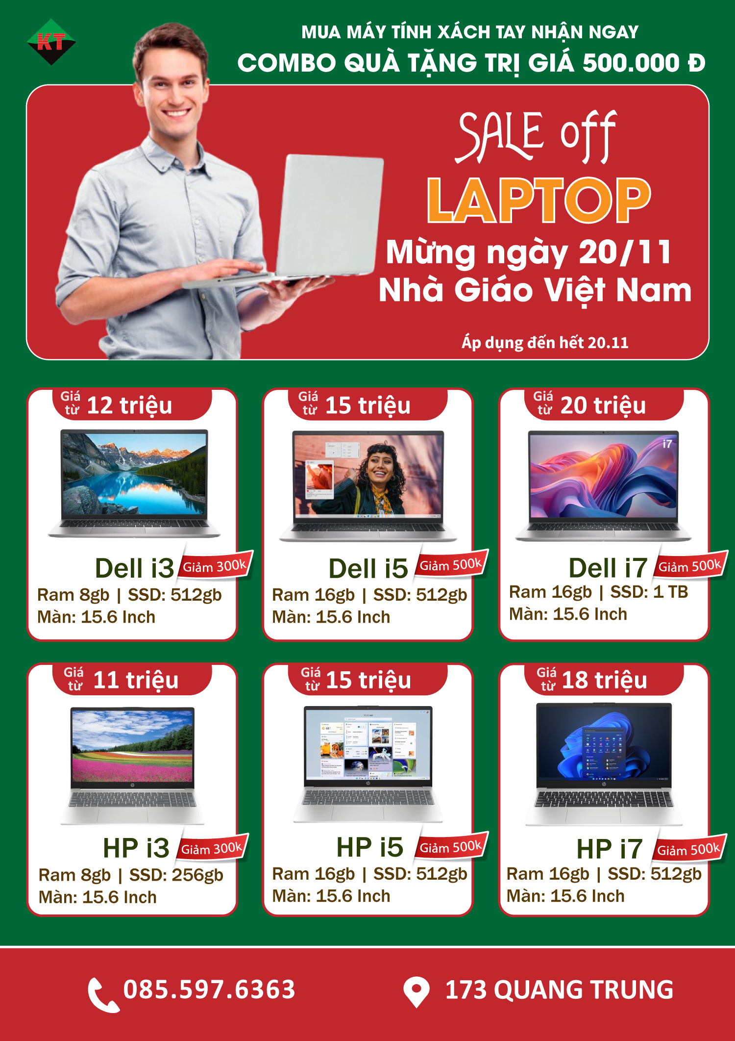 Tri ân Thầy Cô 20/11 – Ưu đãi Laptop giá sốc tại Khánh Toàn