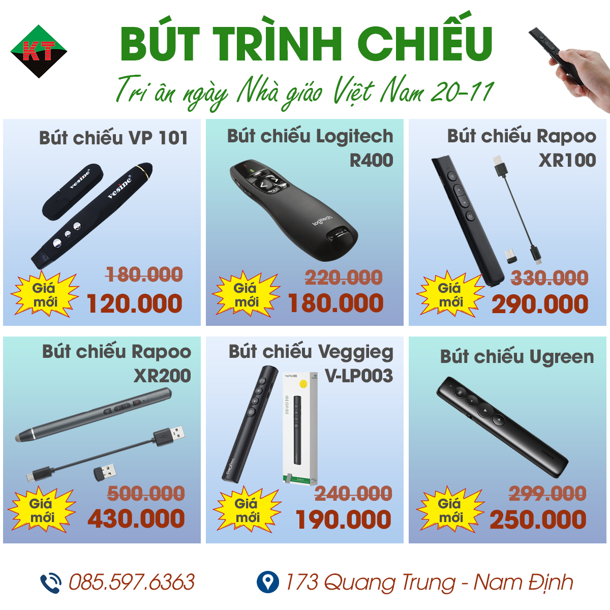 🎉 SIÊU SALE BÚT TRÌNH CHIẾU – TRI ÂN NGÀY NHÀ GIÁO VIỆT NAM 20/11 🎉