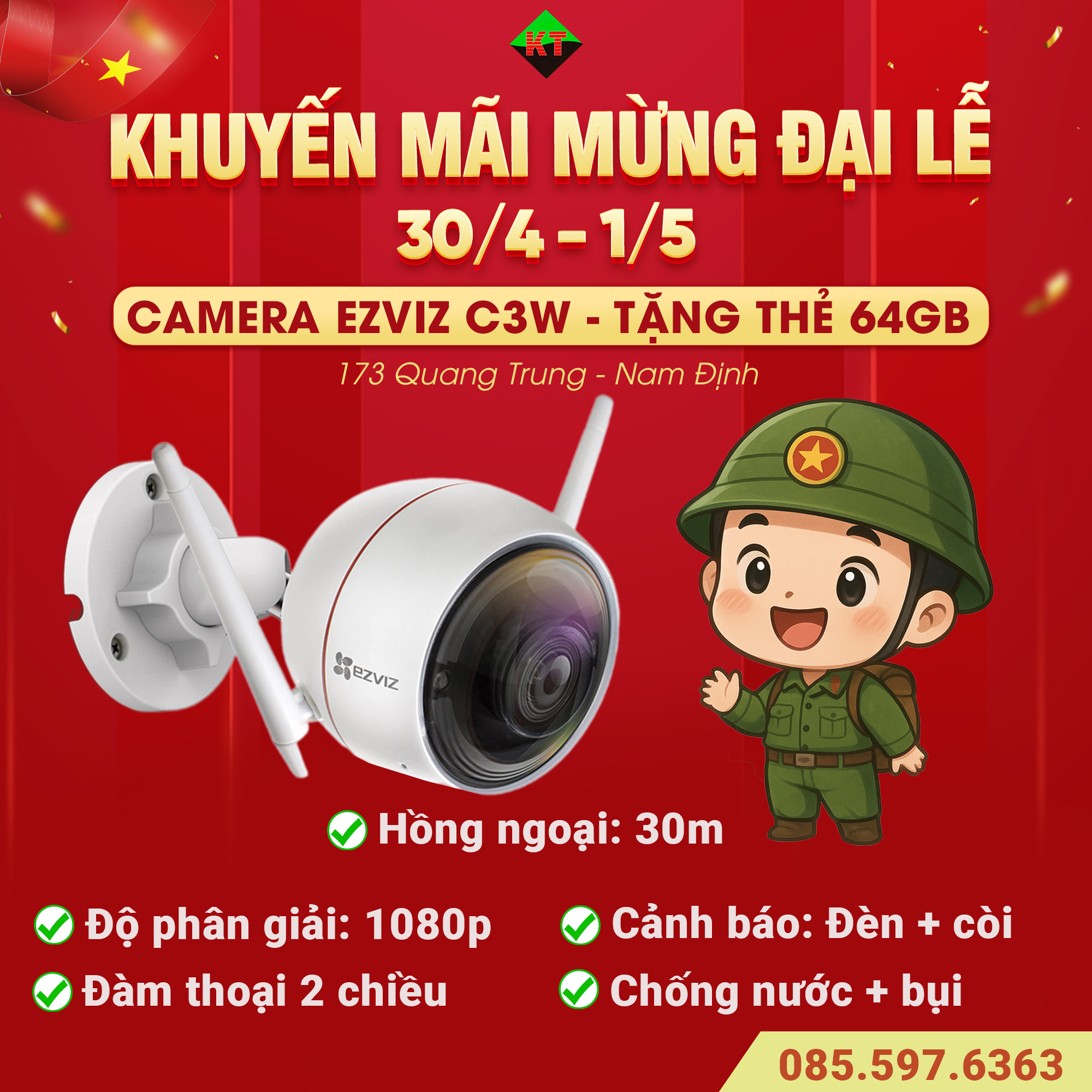 CAMERA EZVIZ C3W – TẶNG NGAY THẺ NHỚ 64GB