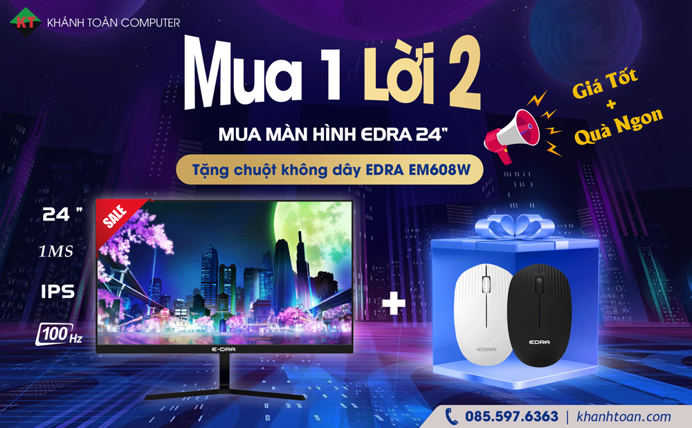 Mua Màn Hình EDRA EGM24F100S – Tặng Chuột Không Dây EDRA EM608W Tại Khánh Toàn Computer