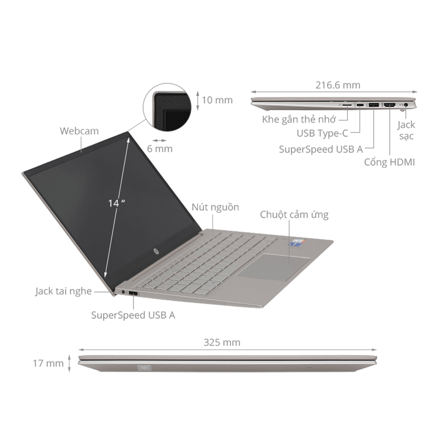 Laptop HP Pavillion 14-dv2075TU (CPU: I5 1235U - RAM: 8GB - SSD: 512GB - Hệ Điều Hành: Win 11 - VGA: Xe Graphics - Màn hình: 14 Inch Full HD ) 4
