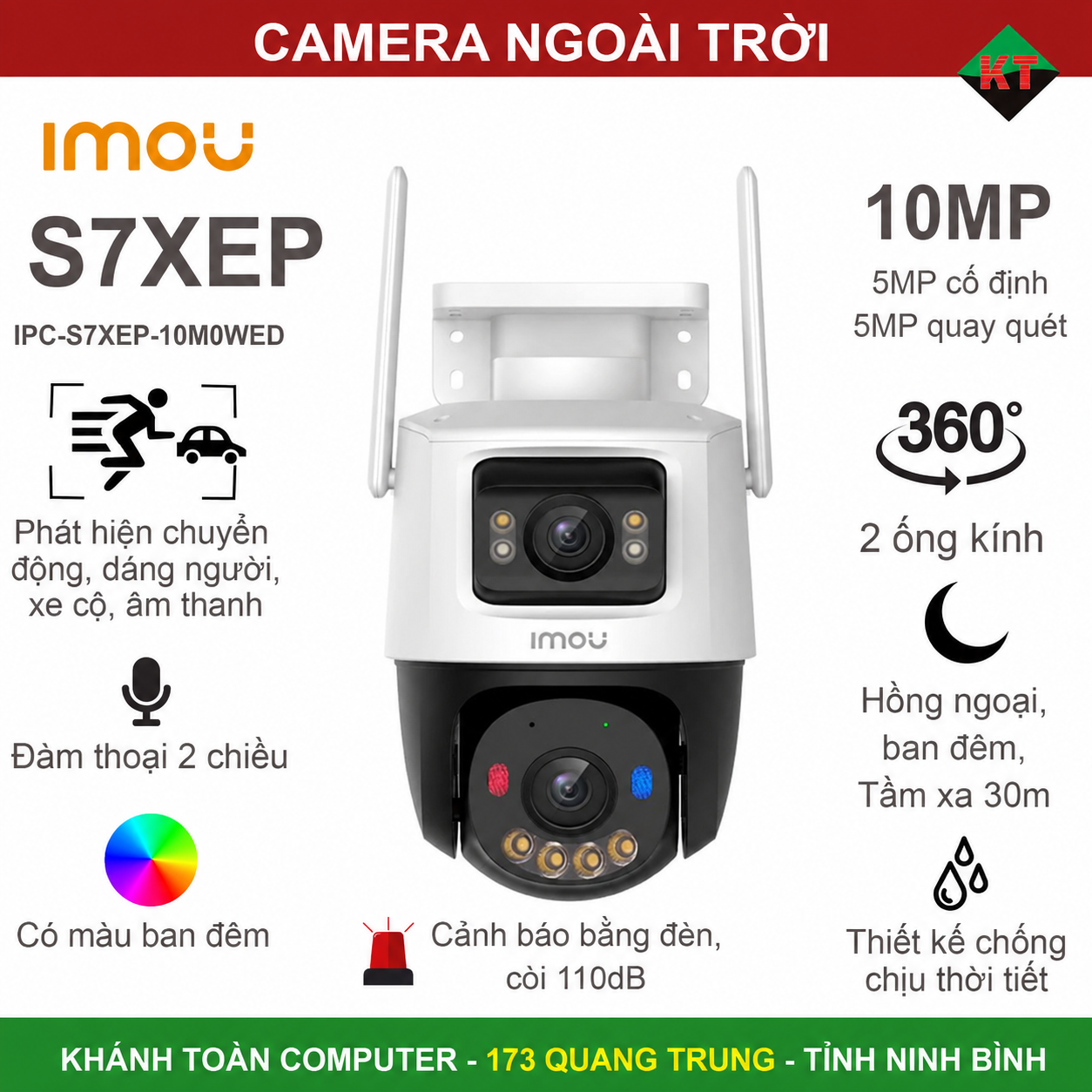 Camera Wifi ngoài trời Cruiser Dual 2 10MP iMOU IPC-S7XEP-10M0WED 1