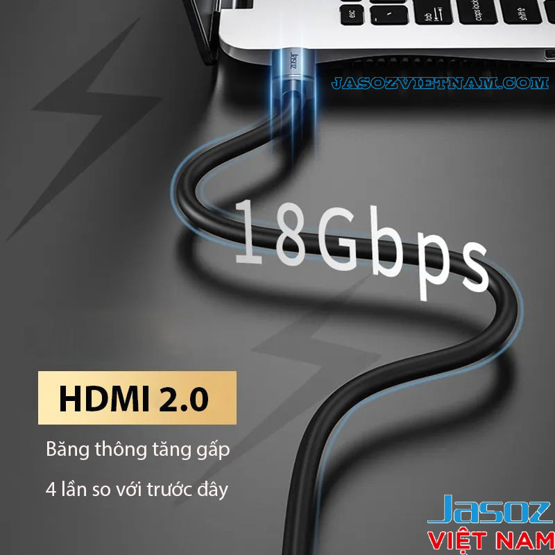 Cáp HDMI 2.0 Jasoz Dài 1.5m T-A280 — 4K@60Hz, 2K@144Hz, 18Gbps, OFC 19+1 3