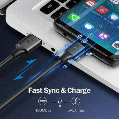 Cáp sạc, dữ liệu USB Type-A 2.0 sang USB Type-C dài 1,5M Ugreen 60117 cao cấp 2