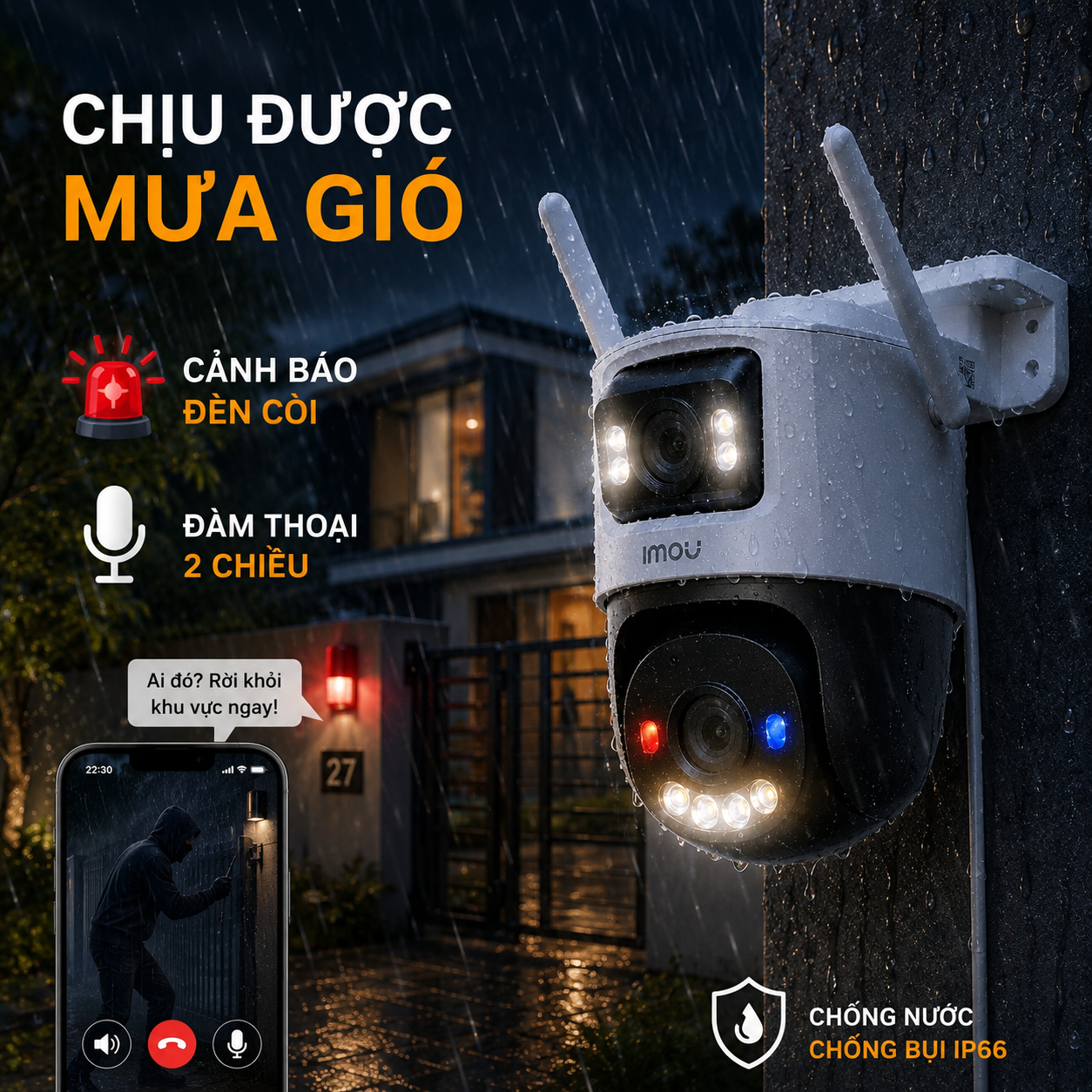 Camera Wifi iMOU Ngoài trời 2 mắt S7XEP 6M Xoay 360, Cảnh báo thông minh 1