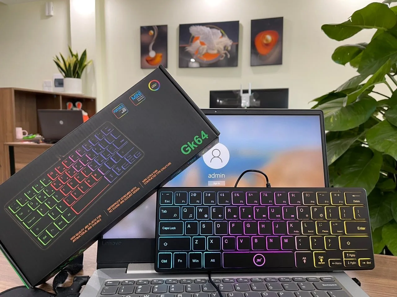 Bàn phím mini Gnet GK64 led
