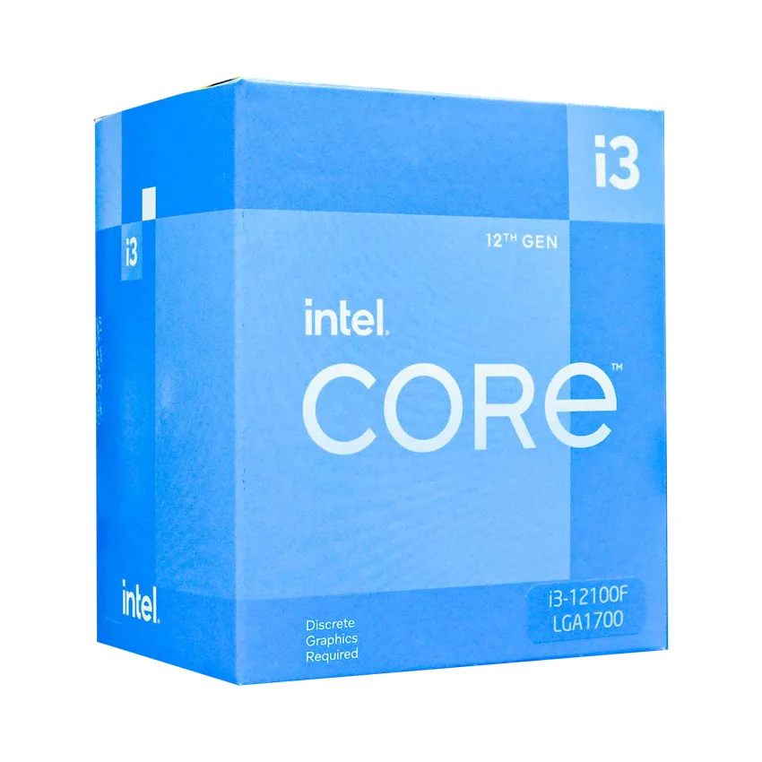 CPU Intel Core i3-12100F (3.3GHz turbo up to 4.3GHz, 4 nhân 8 luồng, 12MB Cache, 58W)