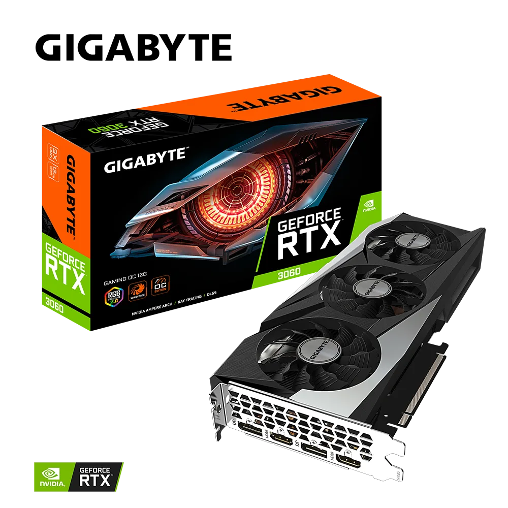 Card màn hình máy tính GIGABYTE GeForce RTX 3060 GAMING OC 12G 3 Fans