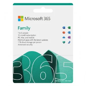 Phần mềm Microsoft 365 Family English APAC EM Subscr 1YR Medialess P8 (6GQ-01555)