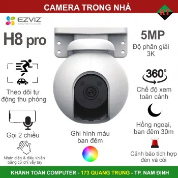 Camera Wifi Ezviz H8 Pro 3K 5MP Xoay 360 màu ban đêm