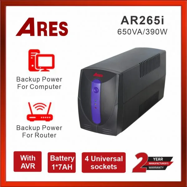 Bộ lưu điện UPS ARES AR265I (650VA/390W)