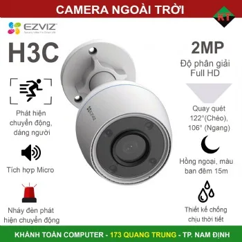 Camera WiFi ngoài trời EZVIZ H3C 2MP Có Màu