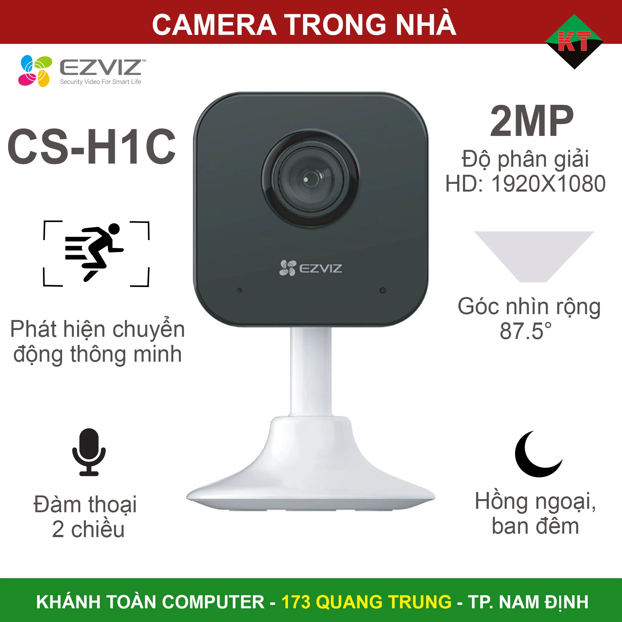 Camera wifi trong nhà Ezviz H1C 2MP