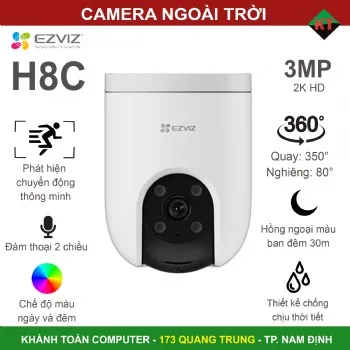Camera Ezviz H8C 3MP quay quét 360 độ ngoài trời, đàm thoại 2 chiều