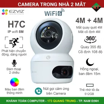 Camera Ezviz H7C 2 mắt trong nhà thông minh 8M (4M quay quét + 4M cố định)