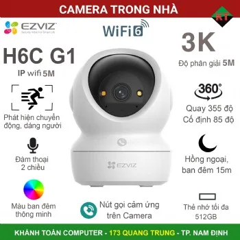 Camera Wifi trong nhà Ezviz H6C G1 3K quay quét, đàm thoại, cảnh báo thông minh