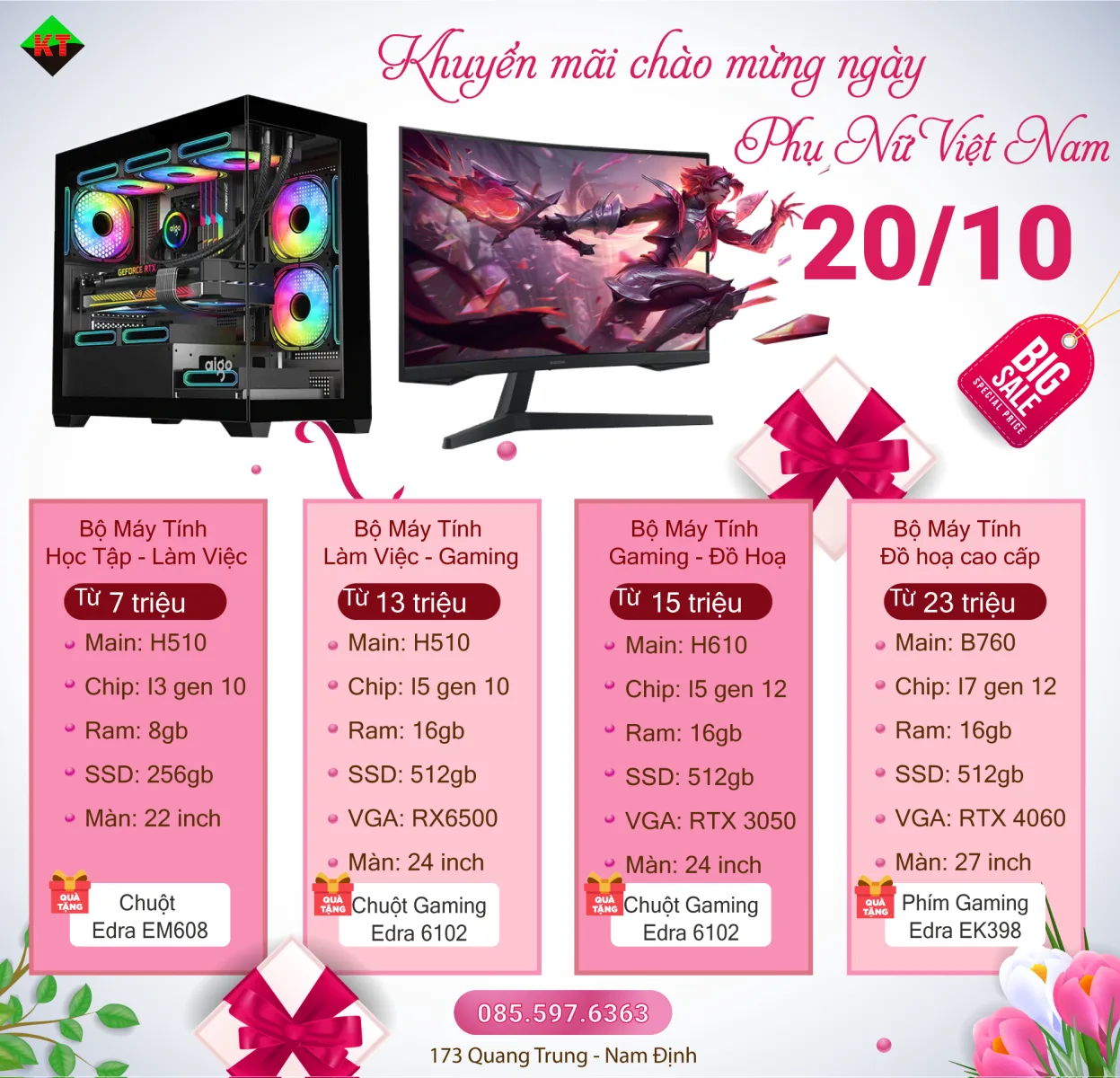 🎀 KHUYẾN MÃI CHÀO MỪNG 20/10 – 𝙋𝘾 𝙣𝙜𝙤𝙣, 𝙦𝙪𝒂̀ 𝙭𝒊̣𝙣, 𝙜𝙞𝒂́ 𝙮𝒆̂𝙪 𝙩𝙝𝒖̛𝒐̛𝙣𝙜🎀
