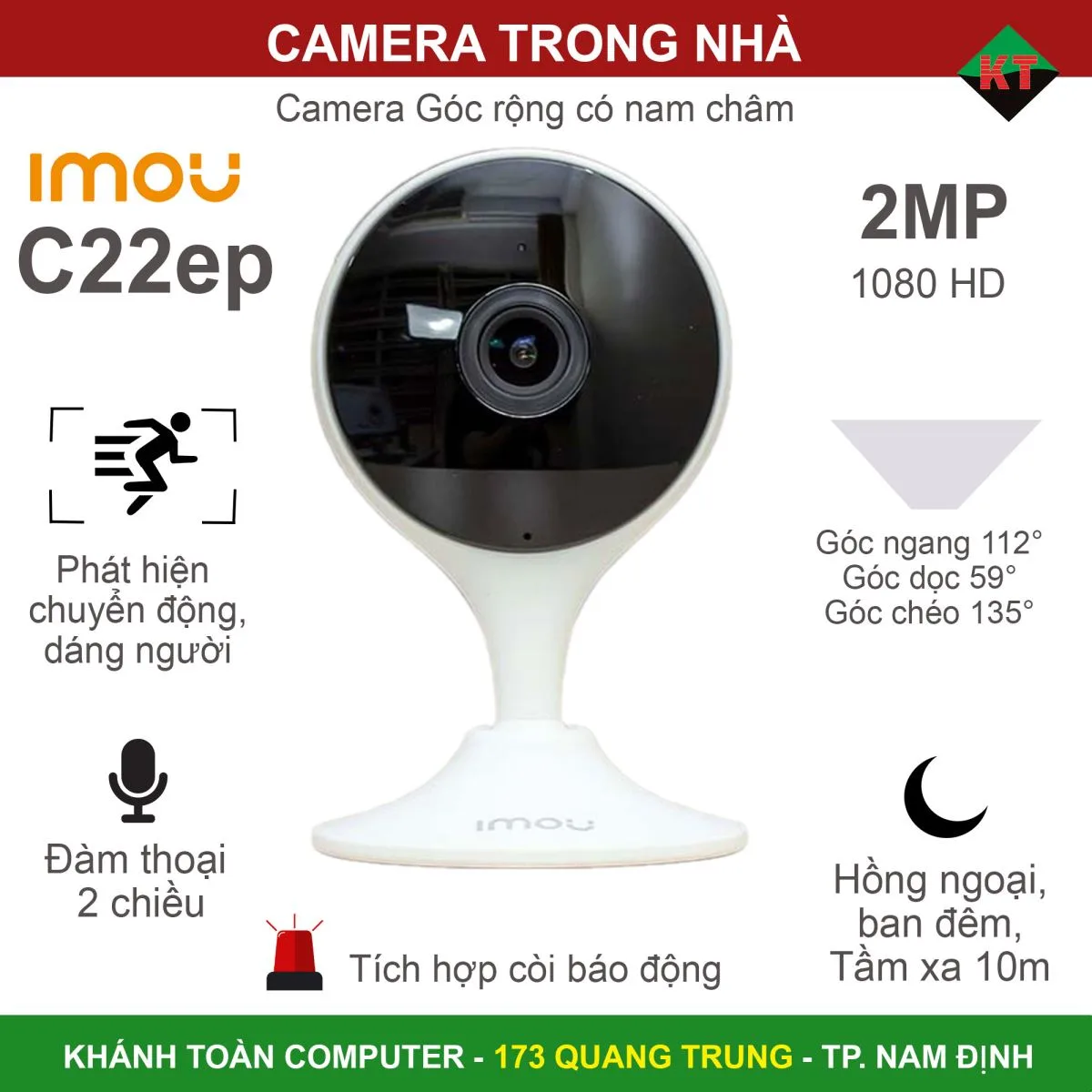Camera góc rộng IP Wifi IMOU 2.0MP IC22EP 2MP đàm thoại 2 chiều
