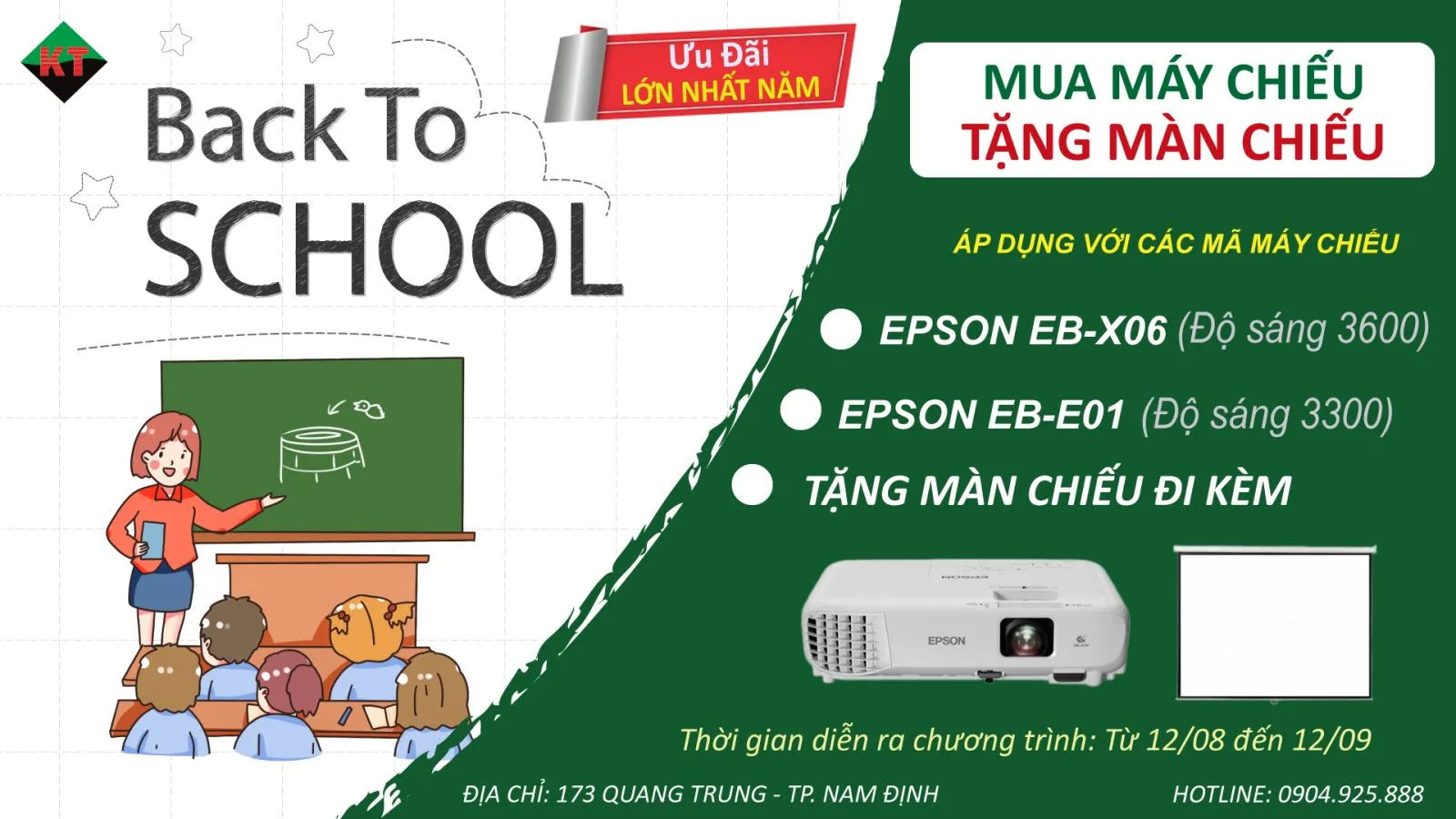 BACK TO SCHOOL: MUA MÁY CHIẾU – TẶNG MÀN CHIẾU