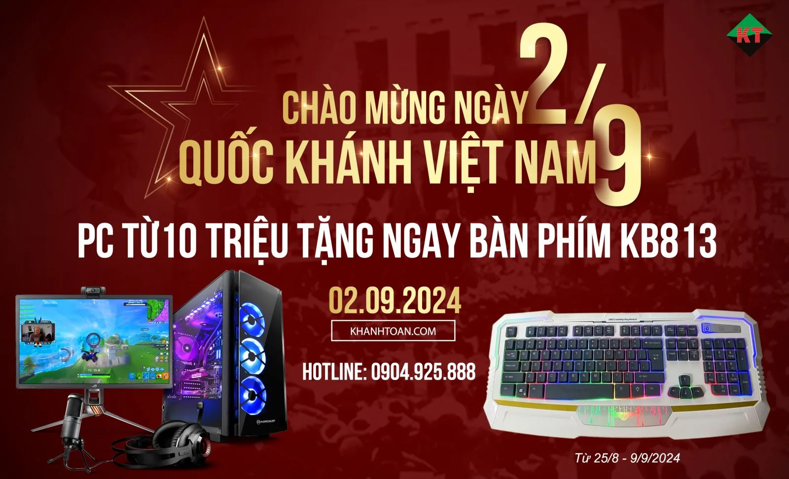 Chào Mừng Quốc Khánh Việt Nam – Tặng bàn phím Newmen KB813 khi mua máy tính – Build PC