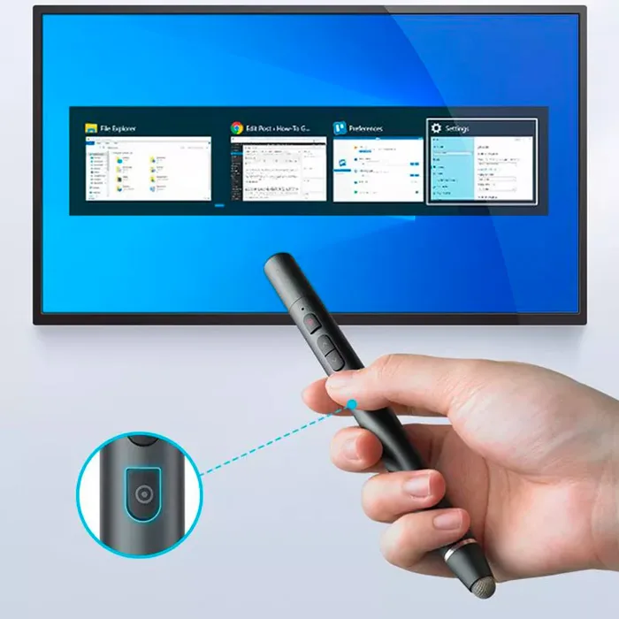 Bút trình chiếu Rapoo XR200 dùng pin sạc, đầu bút dùng cho màn hình cảm ứng