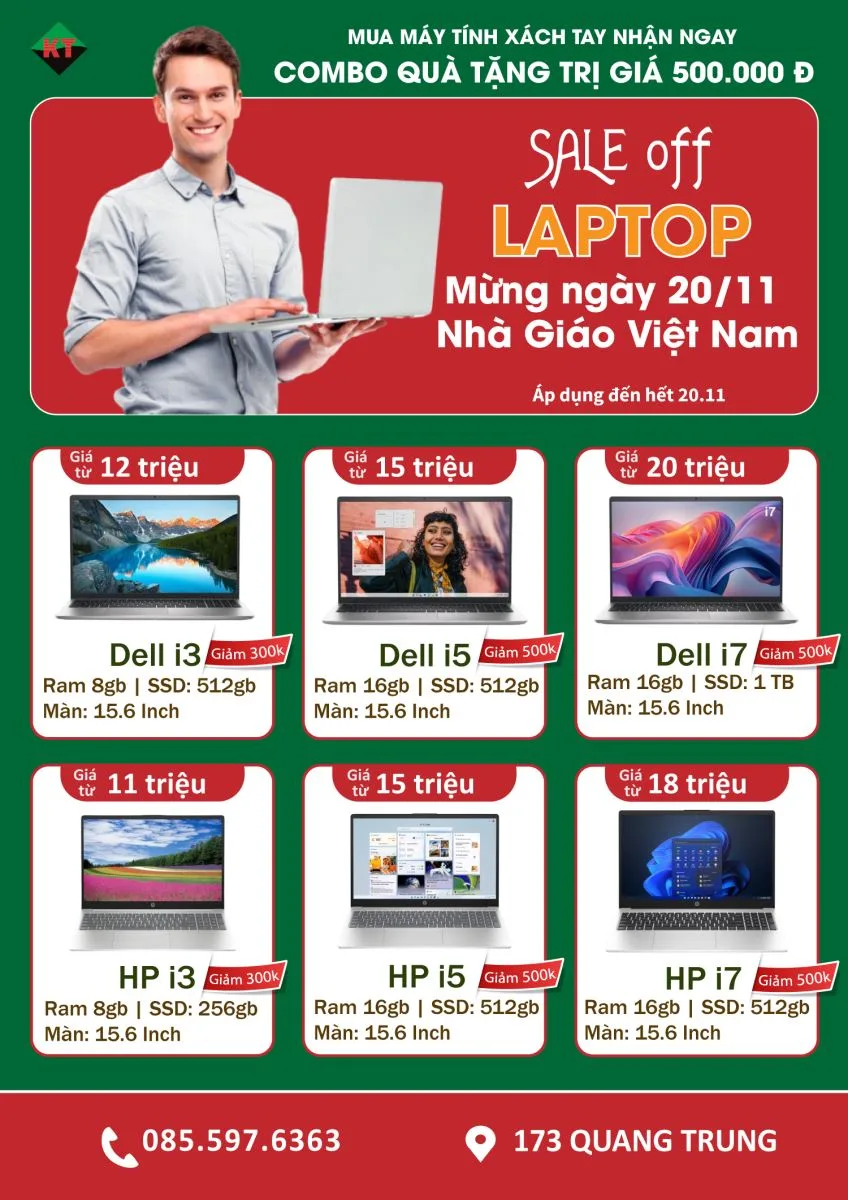 Tri ân Thầy Cô 20/11 – Ưu đãi Laptop giá sốc tại Khánh Toàn