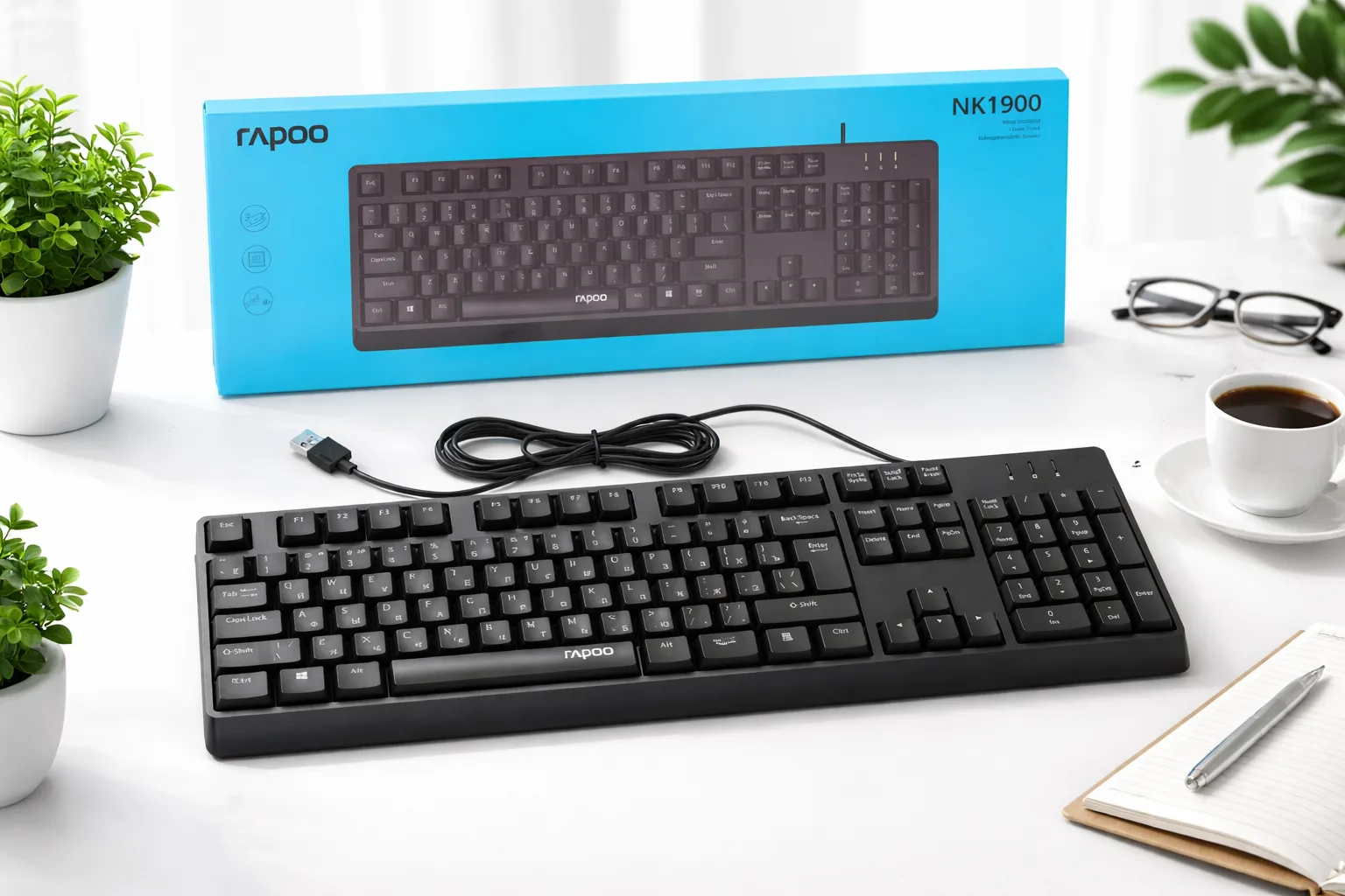 Bàn phím Rapoo NK1900 (Màu đen, kết nối USB)