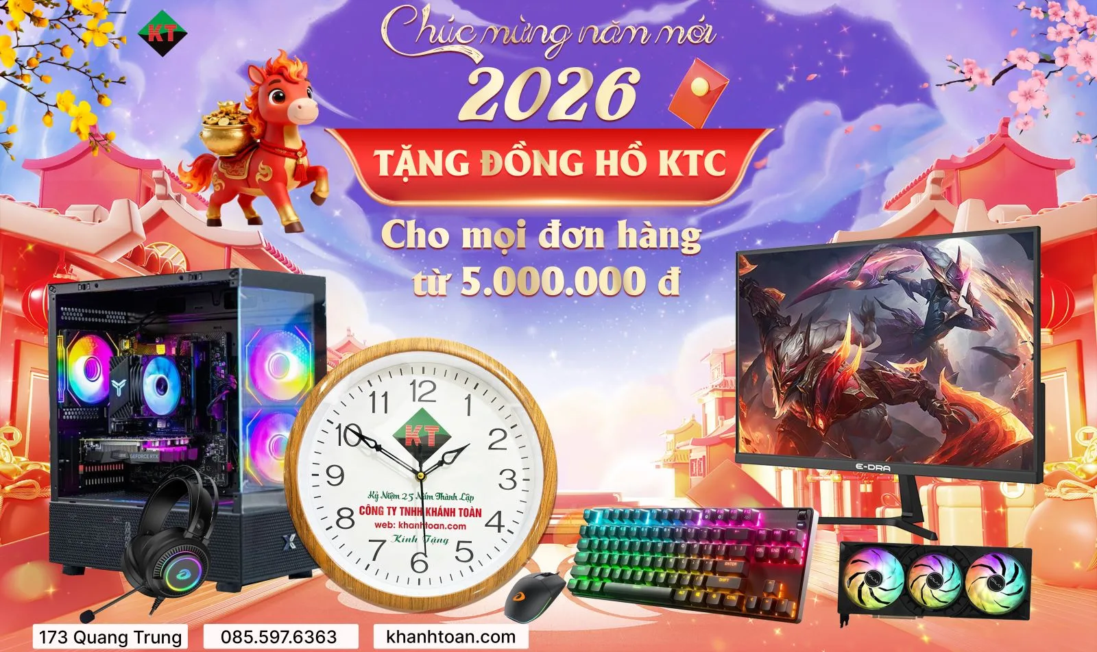ƯU ĐÃI TẾT: ĐƠN HÀNG TỪ 5 TRIỆU ĐỒNG – TẶNG ĐỒNG HỒ KTC